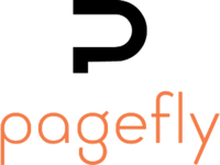 Pagefly logo with a black arrow and orange text on a white background