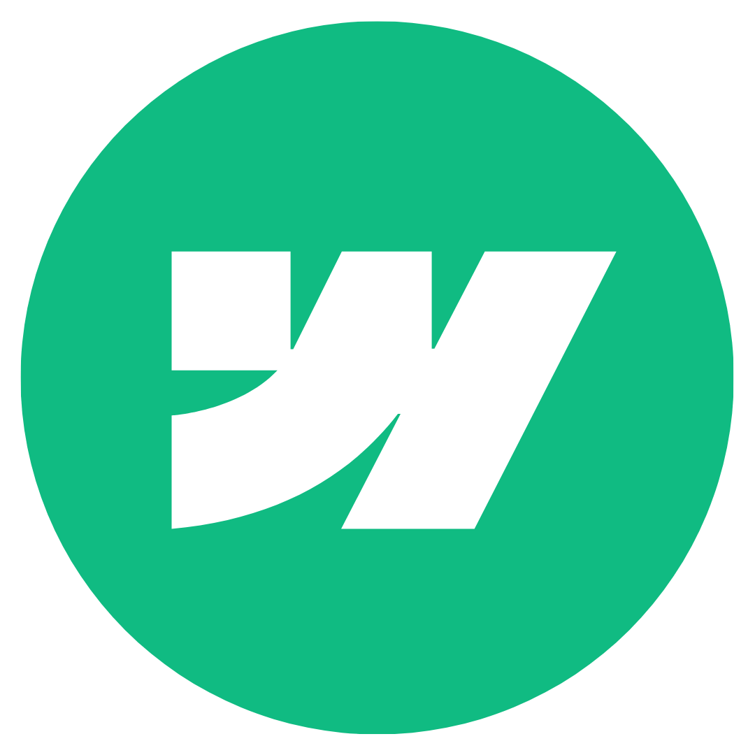 Green circle with a white logo in the center